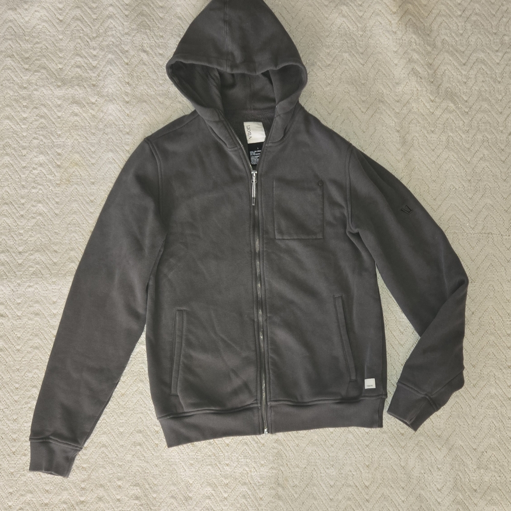 Vuori Men's Zip-Up Hoodie in Charcoal Gray